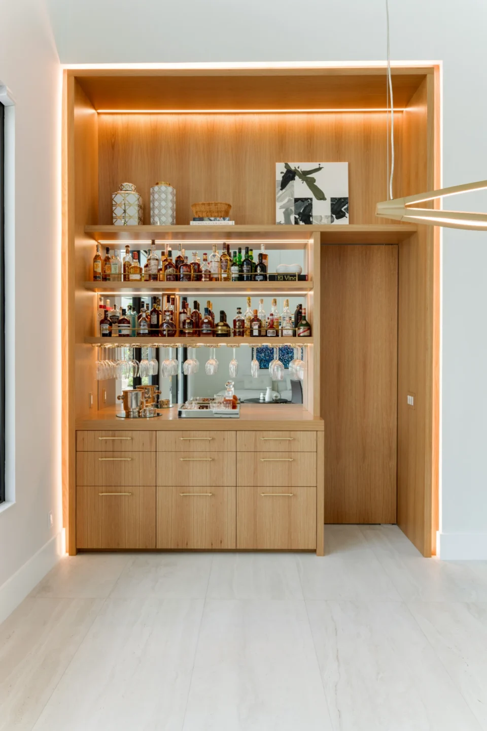 Custom built-in home bar, detail view